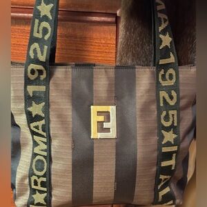 Fendi Authentic SAS Roma Black and Brown Striped